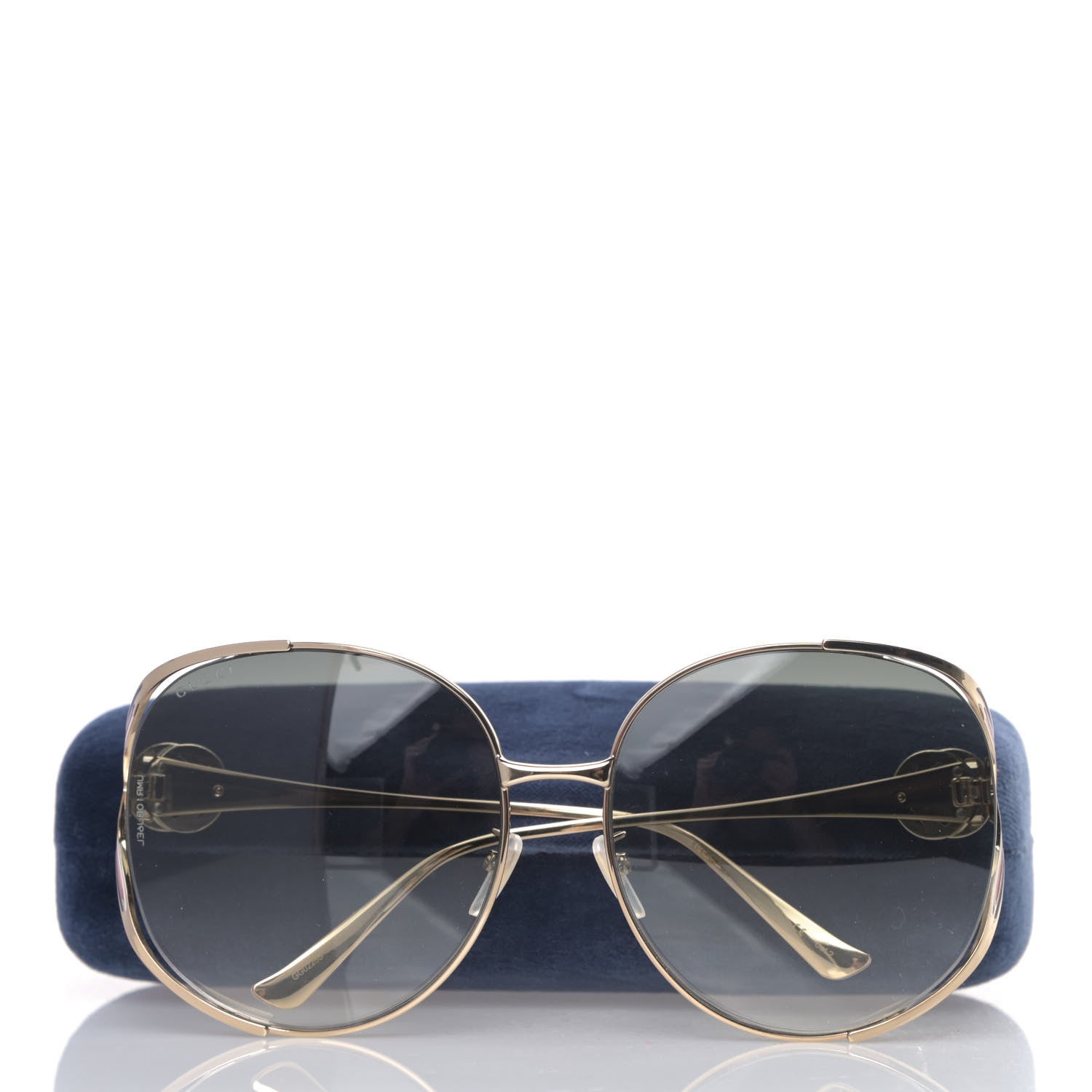Gucci Metal Oversized Round Frame GG0225S Sunglasses Gold 6 of 6