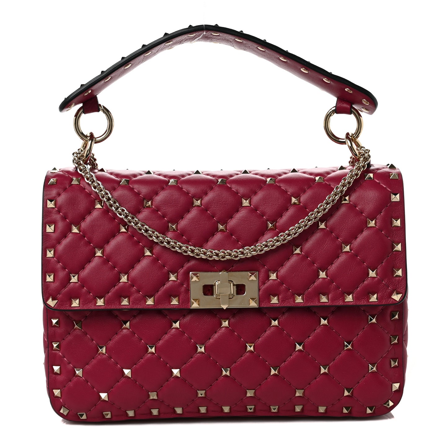 Nappa Medium Rockstud Spike Shoulder Bag Camelia