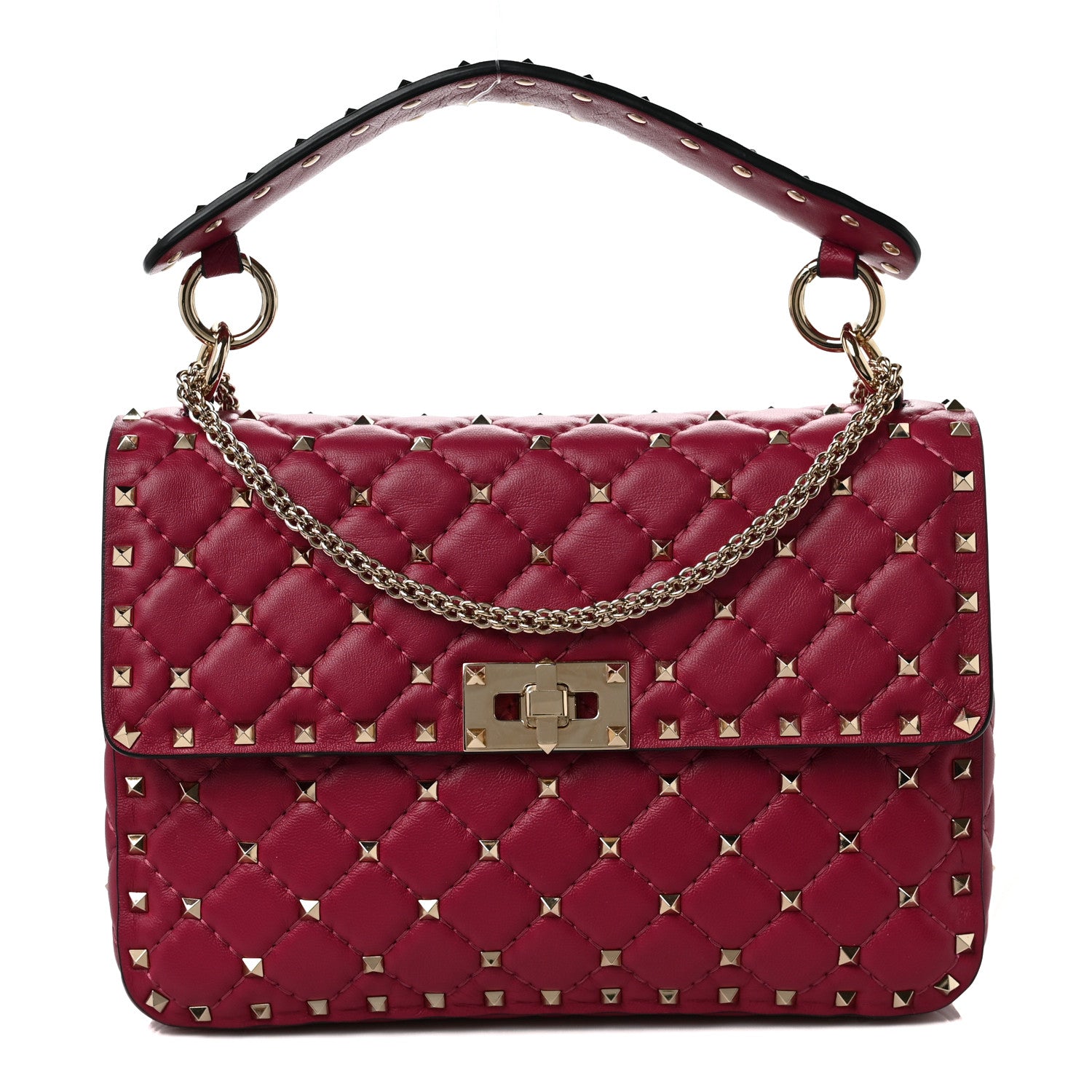 Valentino Garavani Nappa Medium Rockstud Spike Shoulder Bag Camelia 1 of 9