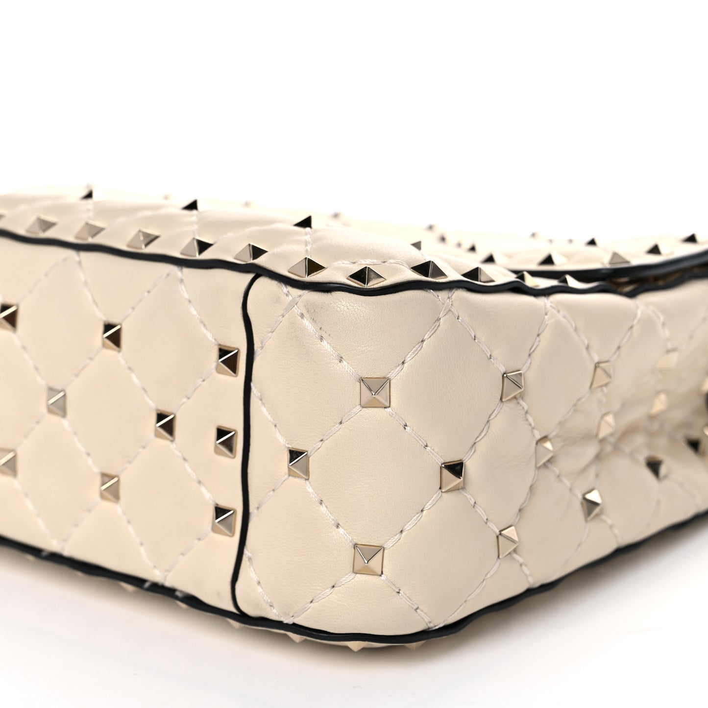 Nappa Medium Rockstud Spike Shoulder Bag Light Ivory