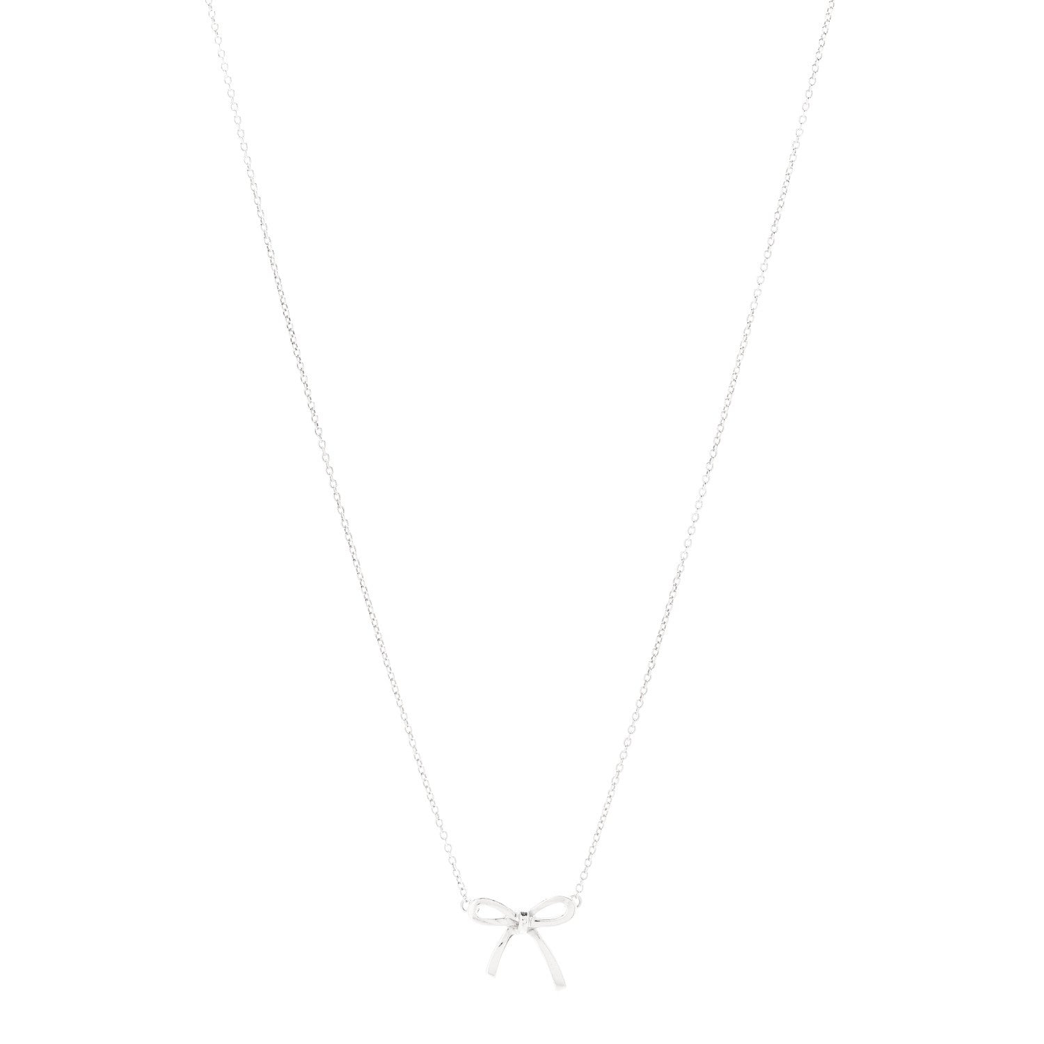 Tiffany Sterling Silver Small Bow Pendant Necklace 1 of 6
