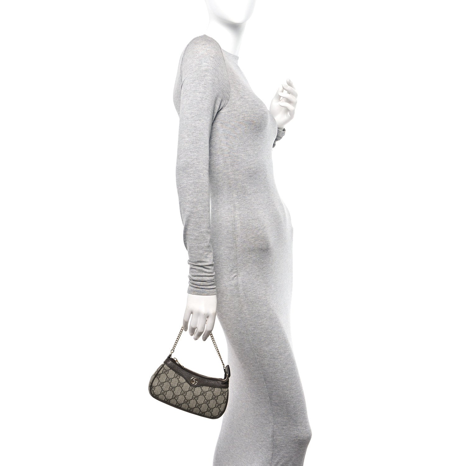 Gucci GG Supreme Monogram Textured Dollar Calfskin Mini Ophidia Chain Bag Beige Ebony 2 of 10