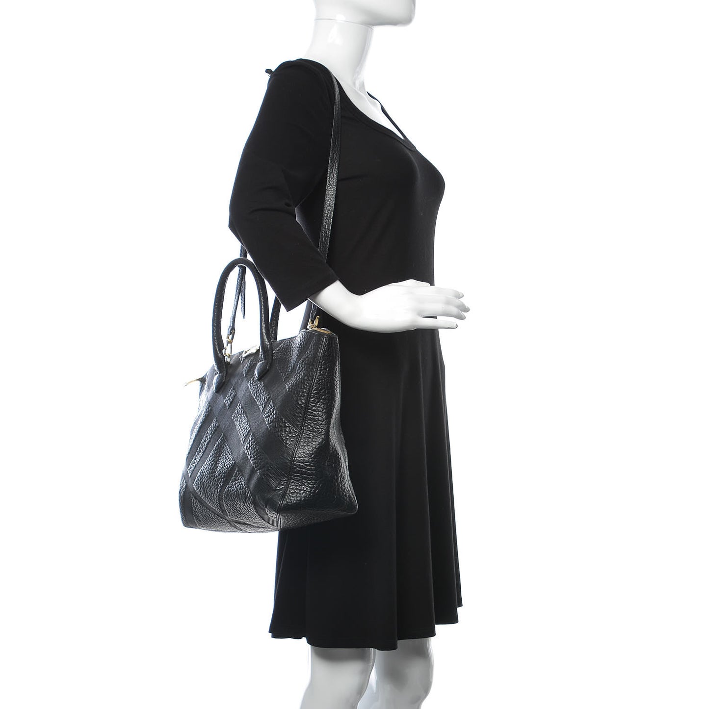 Heritage Grain Check Embossed Medium Dewsbury Tote Black