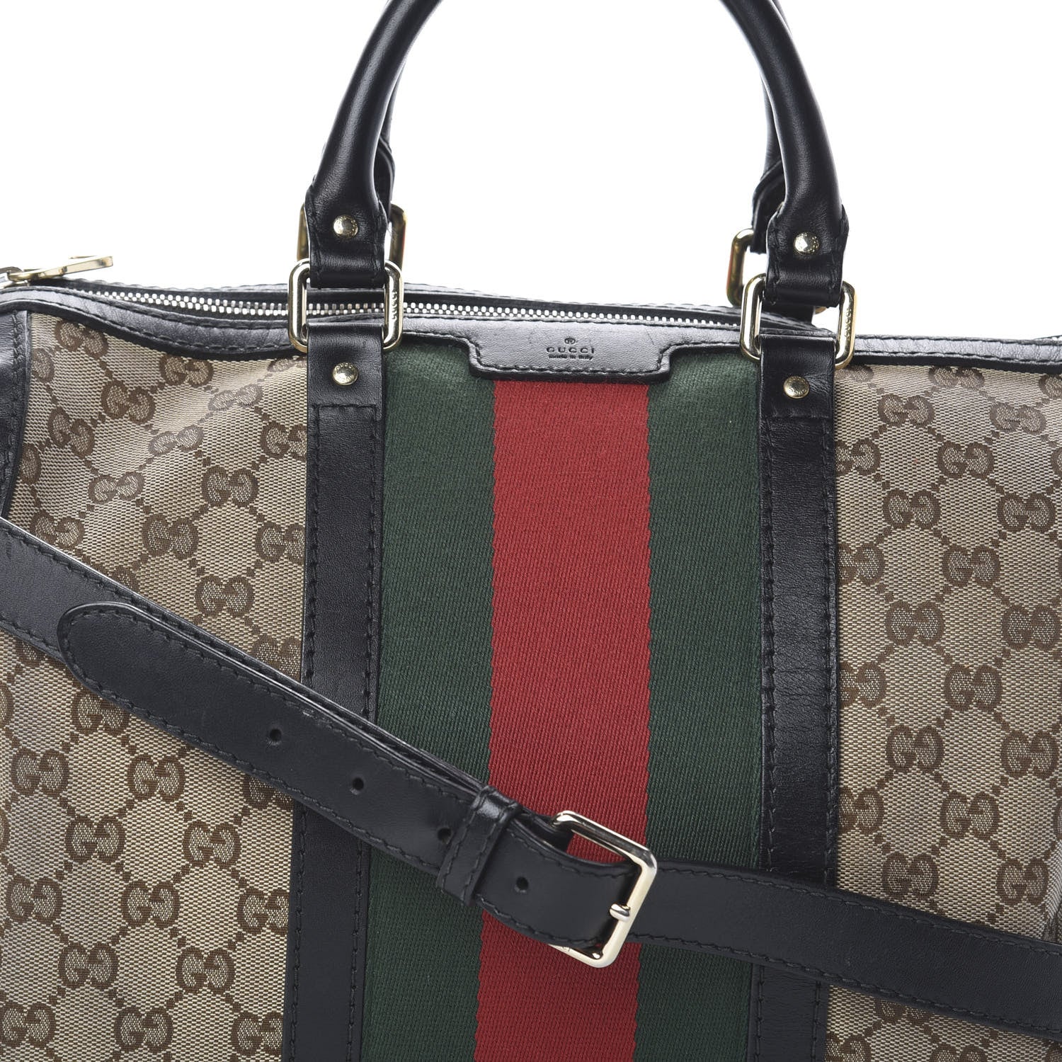 Gucci Monogram Vintage Web Medium Boston Dark Brown 10 of 10