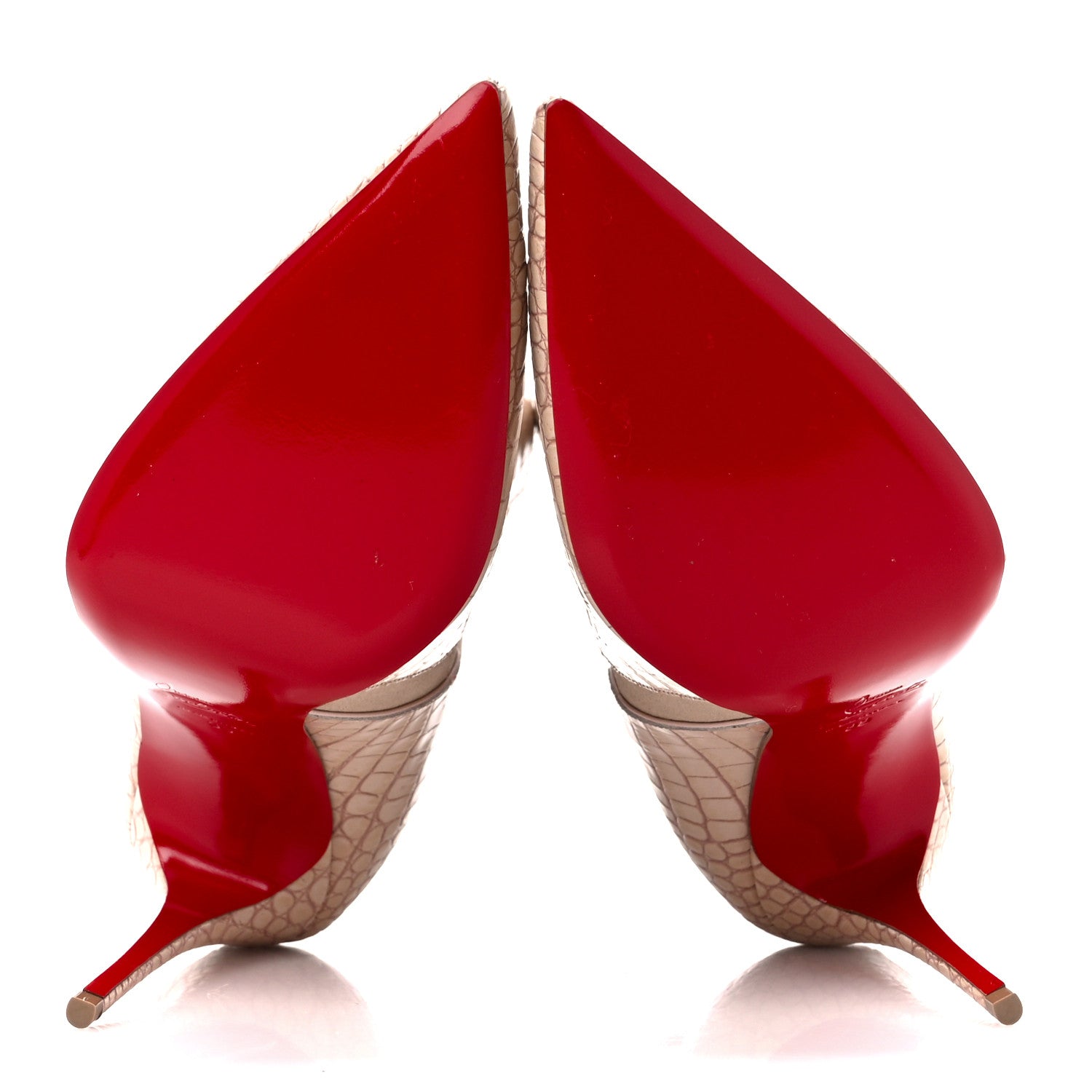 Christian Louboutin Calfskin Crocodile Embossed Chelsea Chick 100 Stiletto Boots 39 Leche 5 of 8