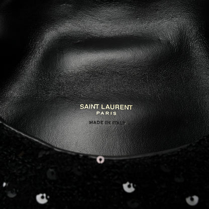 Saint Laurent Sequin Monogram Loulou Puffer Pouch Clutch Black 6 of 10