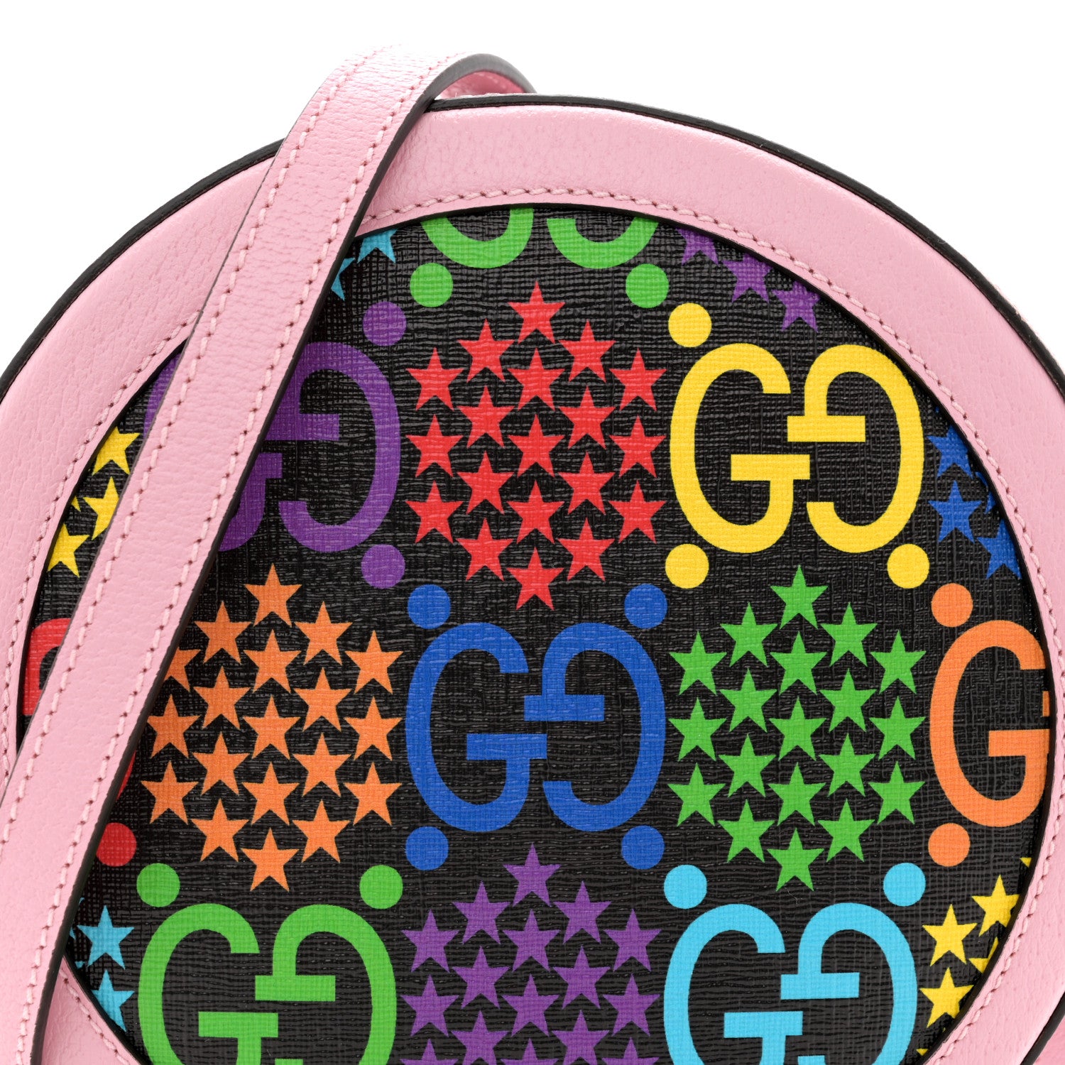 Gucci GG Supreme Monogram Psychedelic Round Shoulder Bag Black Multicolor Sugar Pink 8 of 10