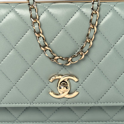 Chanel Lambskin Quilted Trendy CC Wallet On Chain WOC Light Blue 9 of 12