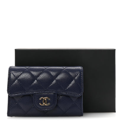 Chanel Caviar Quilted Flap Card Holder Wallet Navy Blue 9 of 9