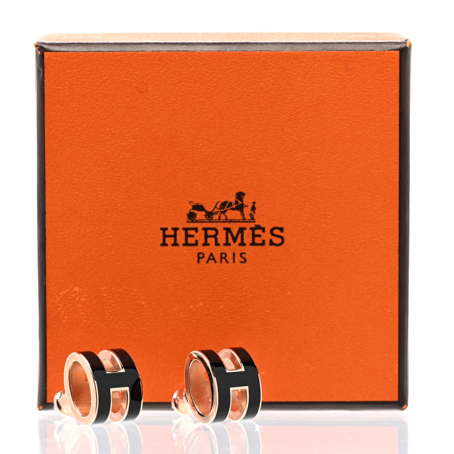 Rose Gold Lacquered Pop H Earrings Black