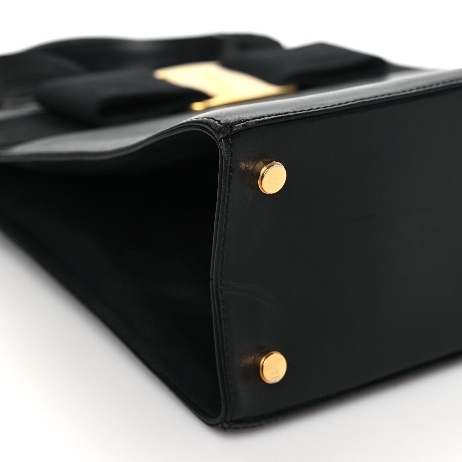 Salvatore Ferragamo Calfskin Vera Bow Top Handle Bag Black 8 of 10