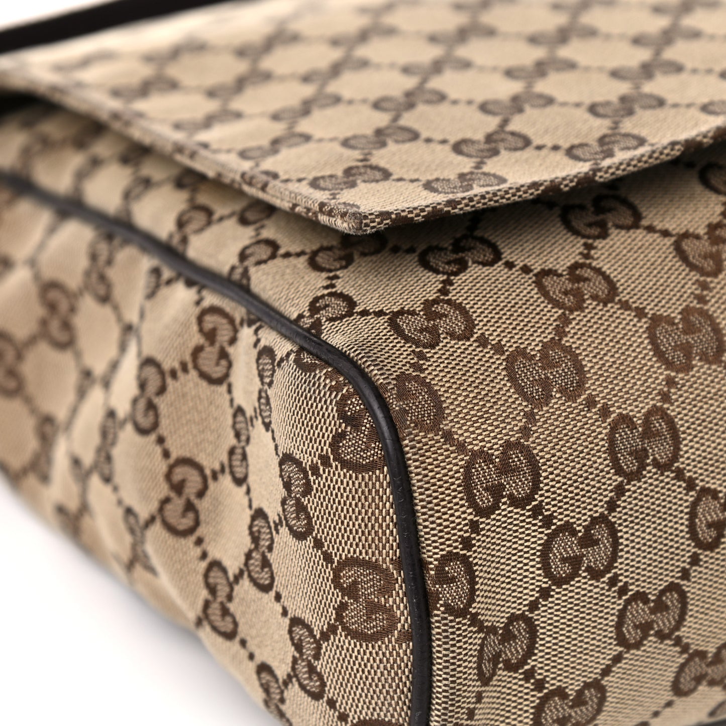 Monogram Small Flap Messenger Bag Beige Dark Brown