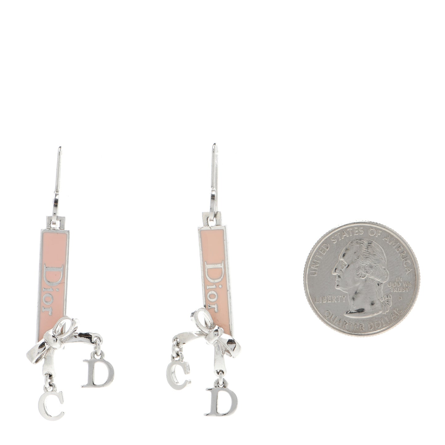 Enamel Bow Earrings Pink Silver