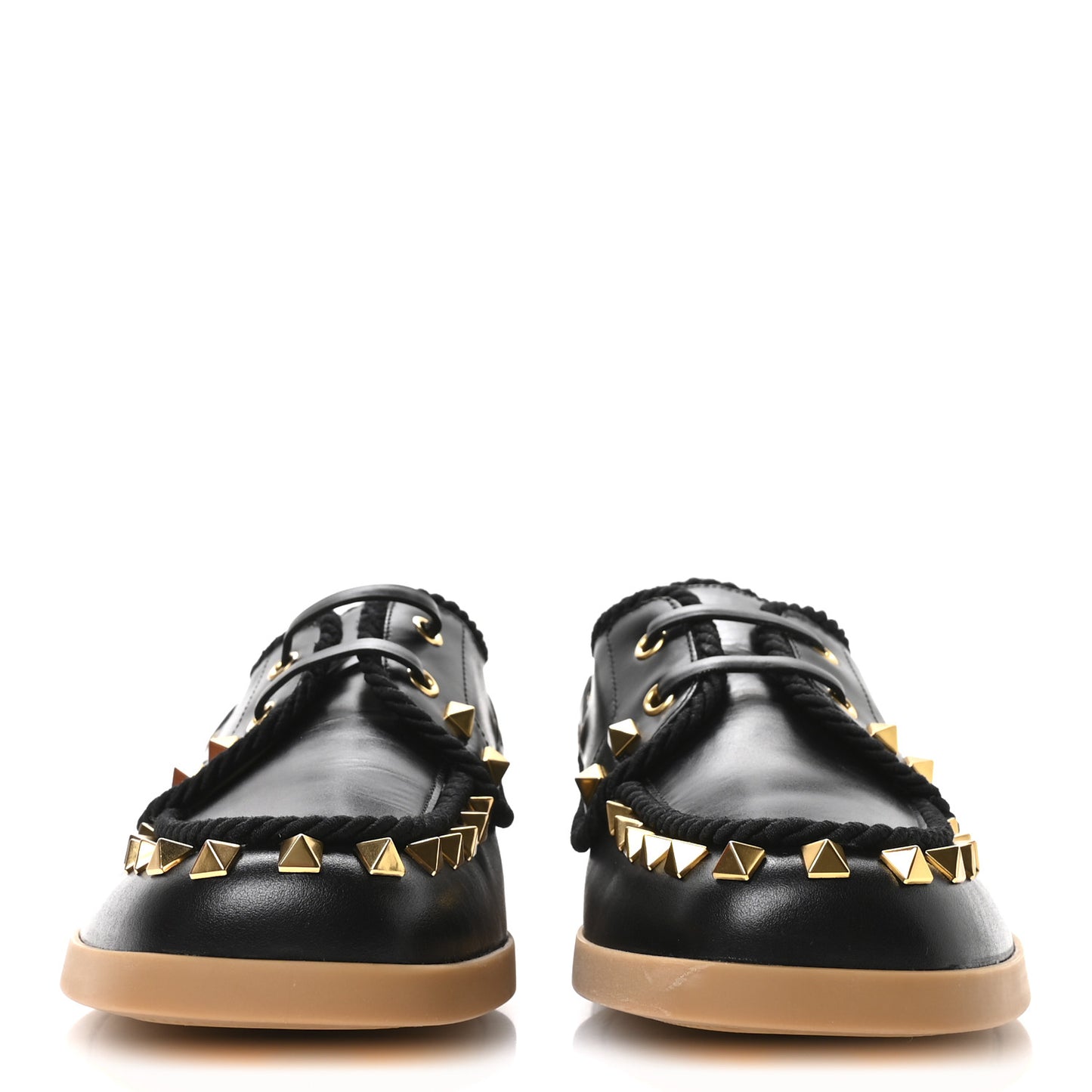 Calfskin Rockstud Palm Avenue Boat Shoes 39.5 Black