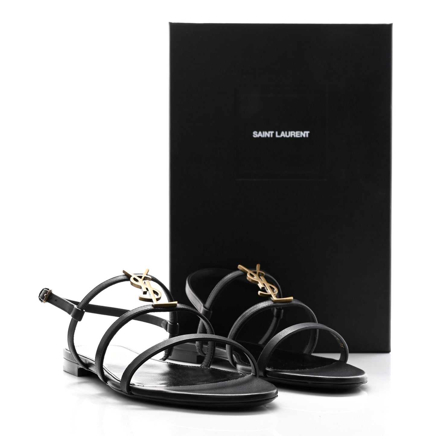 Patent Calfskin Cassandra Monogram Sandals 39 Black