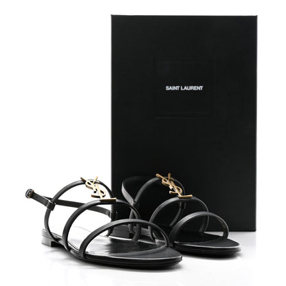 Saint Laurent Patent Calfskin Cassandra Monogram Sandals 39 Black 10 of 10