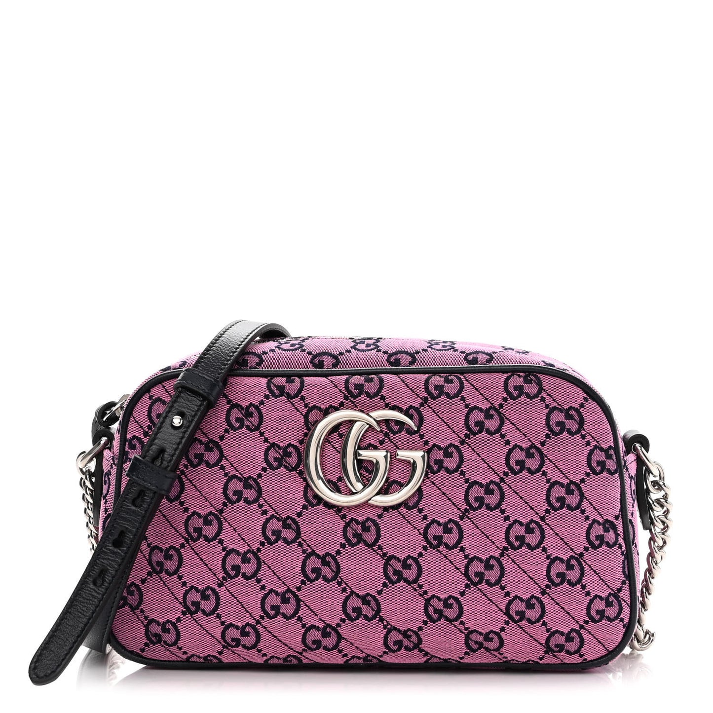 Monogram Multicolor Matelasse Diagonal Small GG Marmont Chain Shoulder Bag Pink Blue