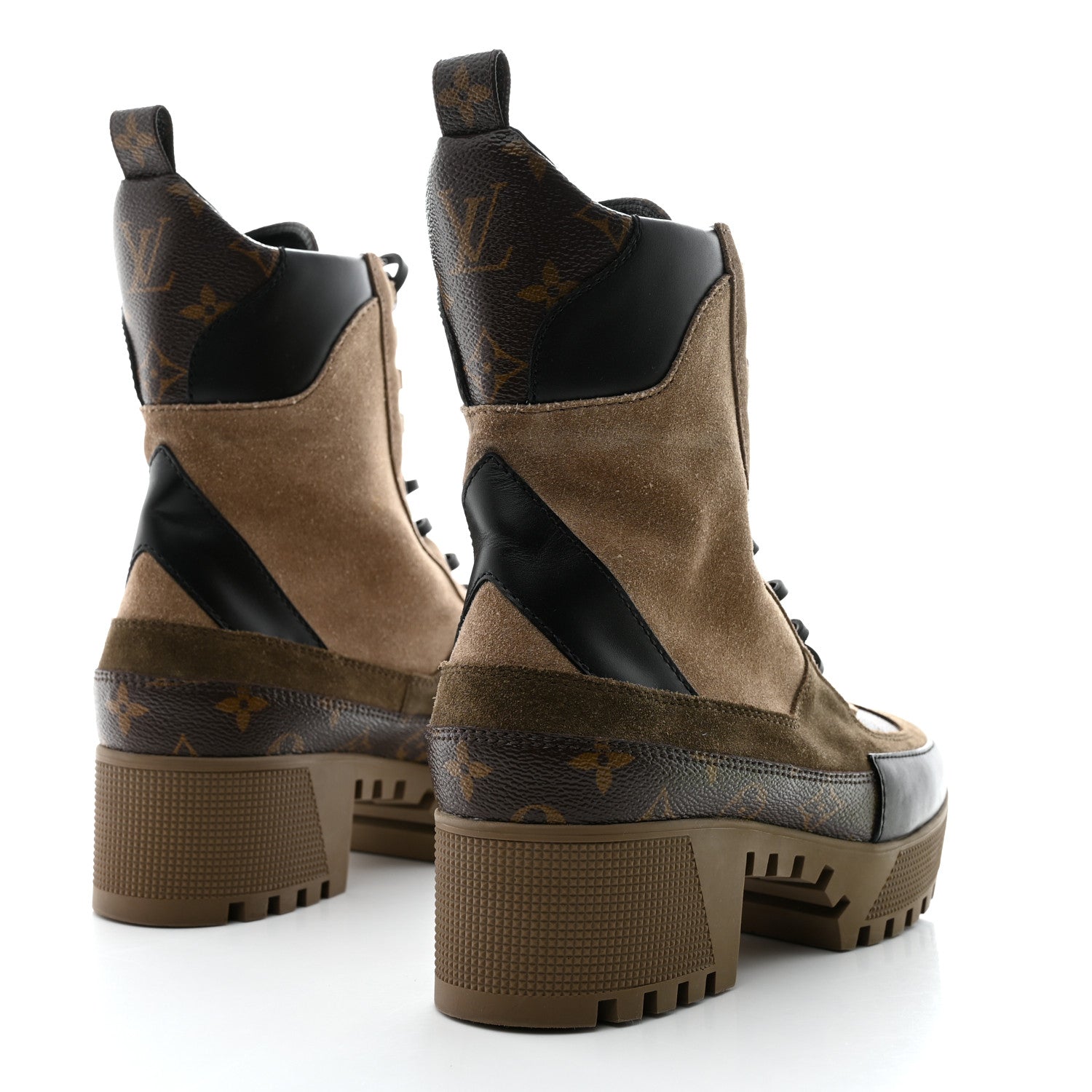 Louis Vuitton Suede Calfskin Monogram Laureate Platform Desert Boots 39.5 Taupe 4 of 9