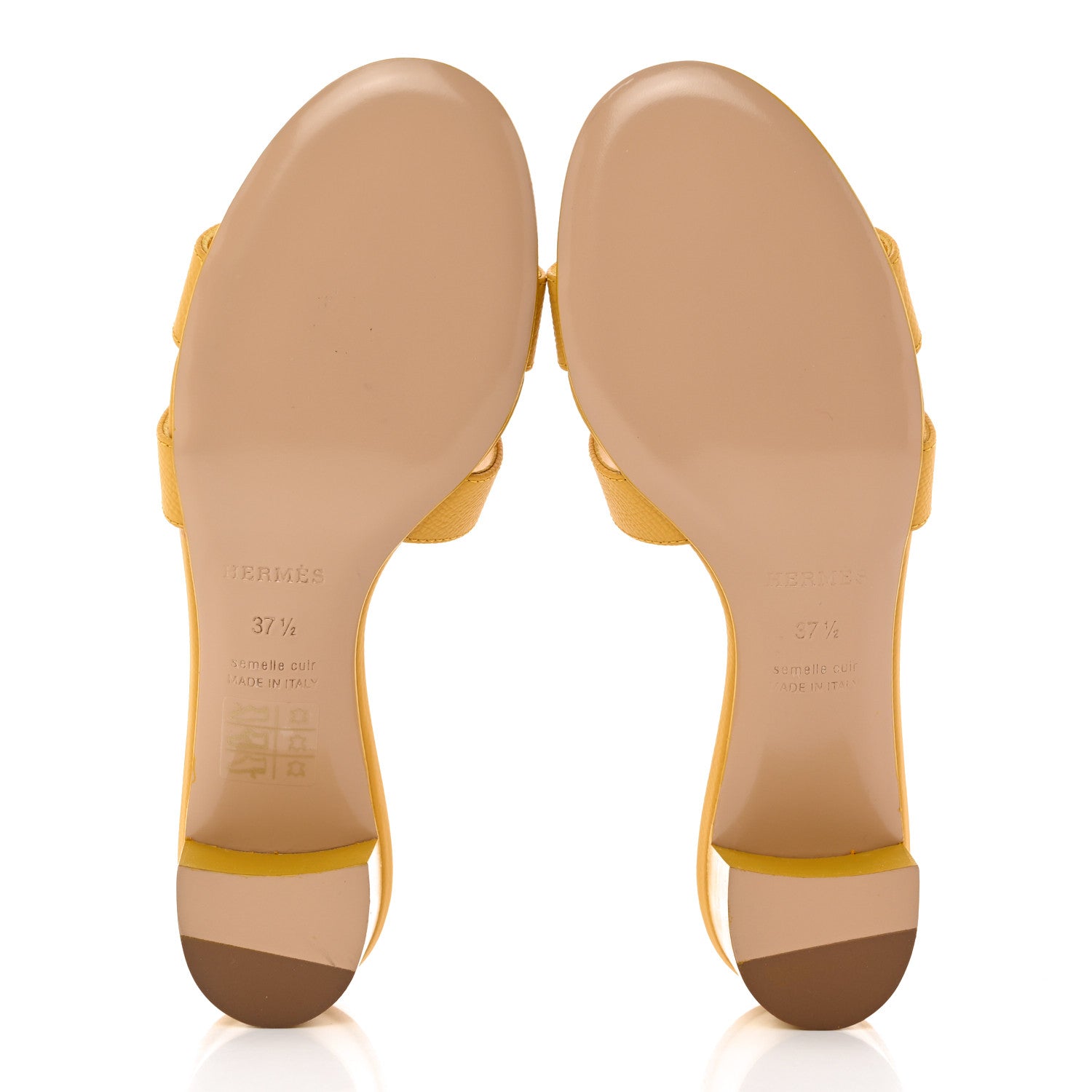 Hermes Epsom Oasis Sandals 37.5 Jaune Sable 5 of 16