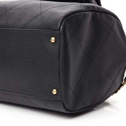 Chanel Grained Calfskin Lambskin Quilted Large Bowling Bag Black 7 of 10