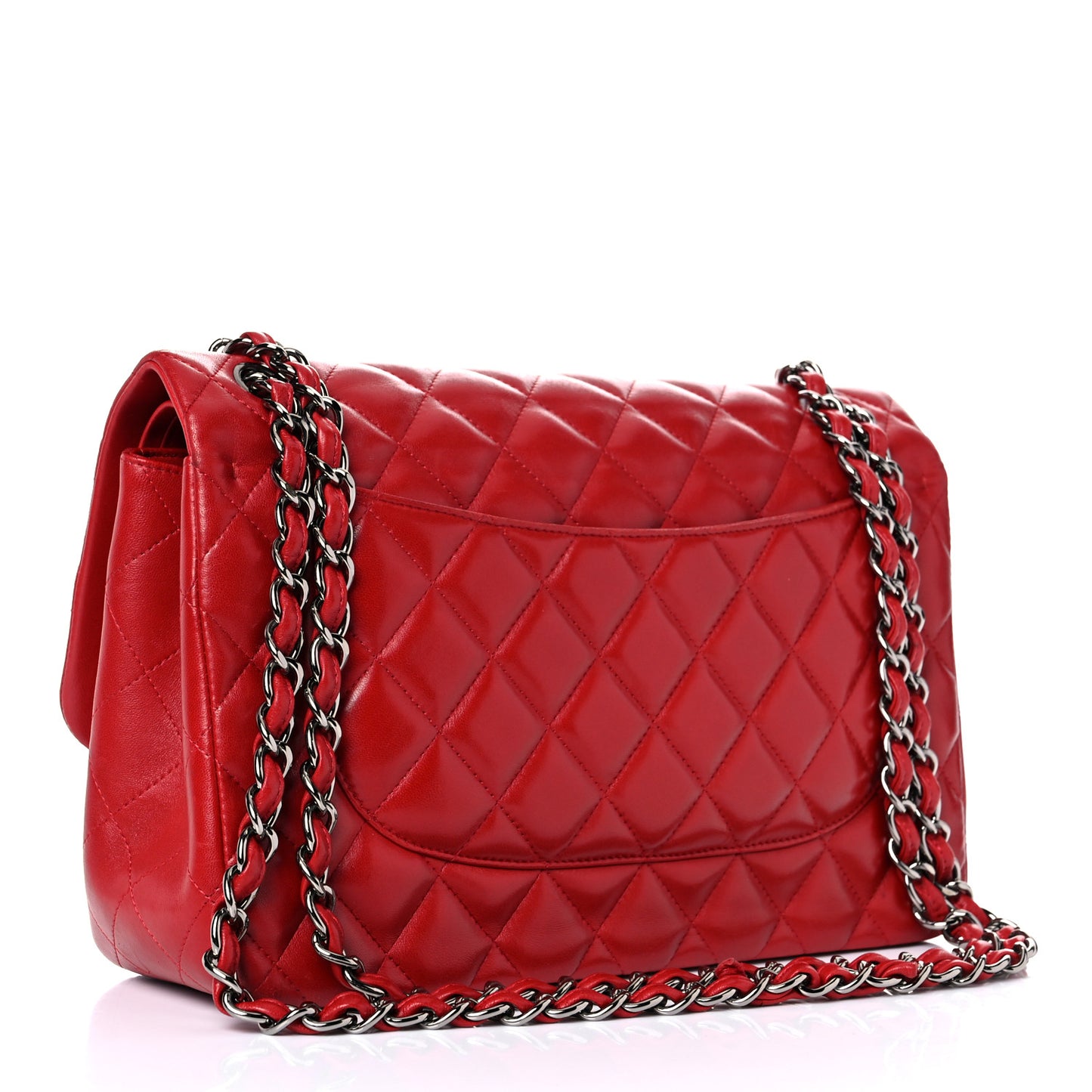 Lambskin Quilted Jumbo Double Flap Red
