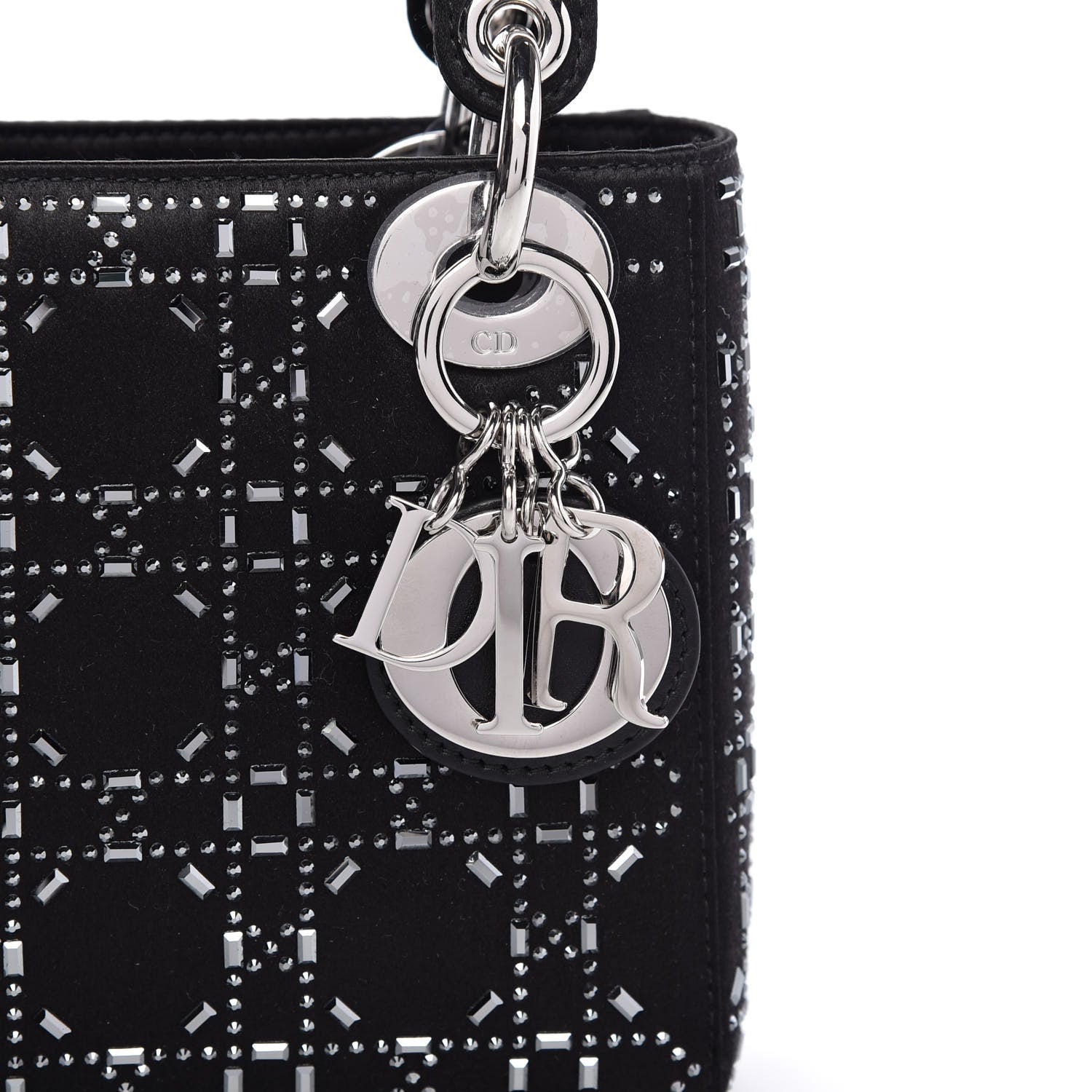 Christian Dior Satin Crystal Cannage Mini Lady Dior Black 9 of 10