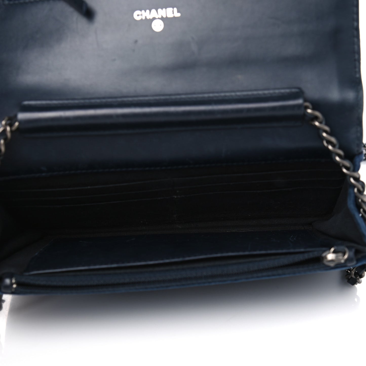 Velvet Quilted Boy Wallet On Chain WOC Navy