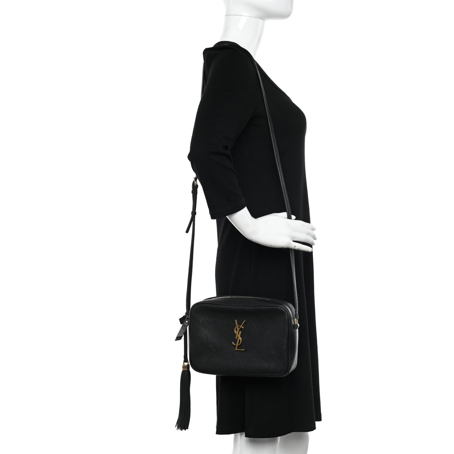 Grained Lambskin Monogram Lou Camera Bag Black