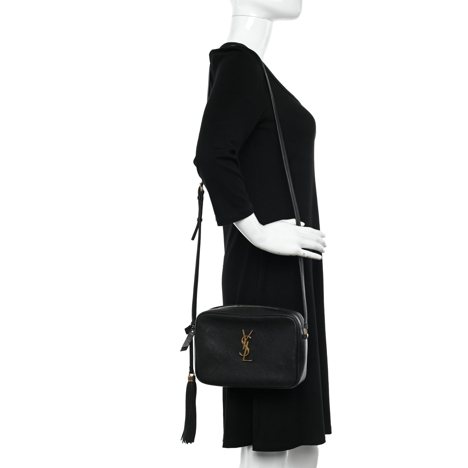 Saint Laurent Grained Lambskin Monogram Lou Camera Bag Black 2 of 9