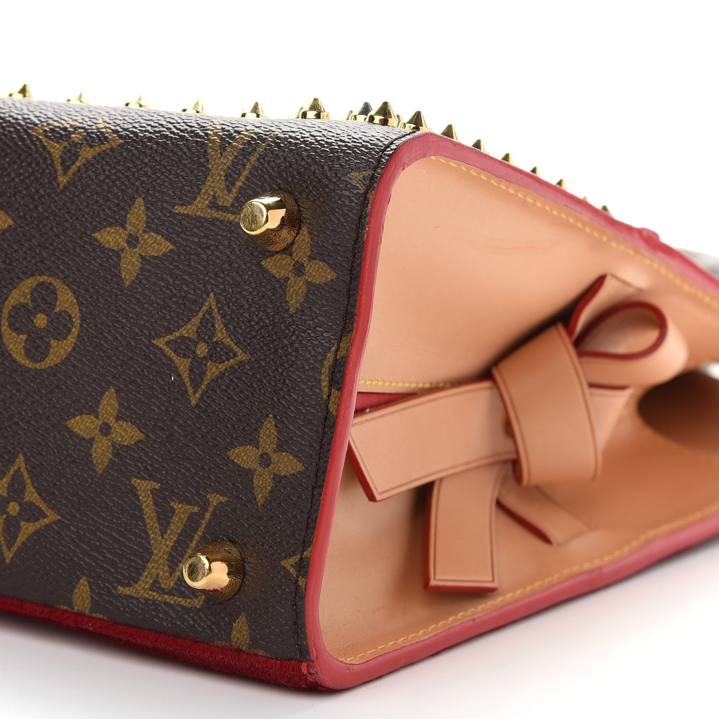 Monogram Calf Hair Spikes Iconoclasts Christian Louboutin Tote Red