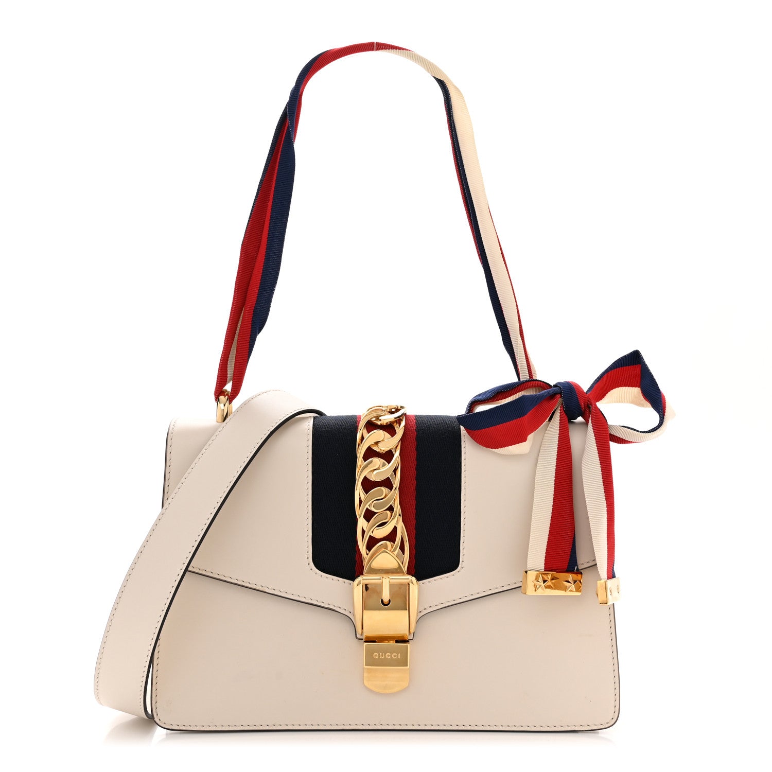 Gucci Calfskin Small Sylvie Shoulder Bag Off White 1 of 9