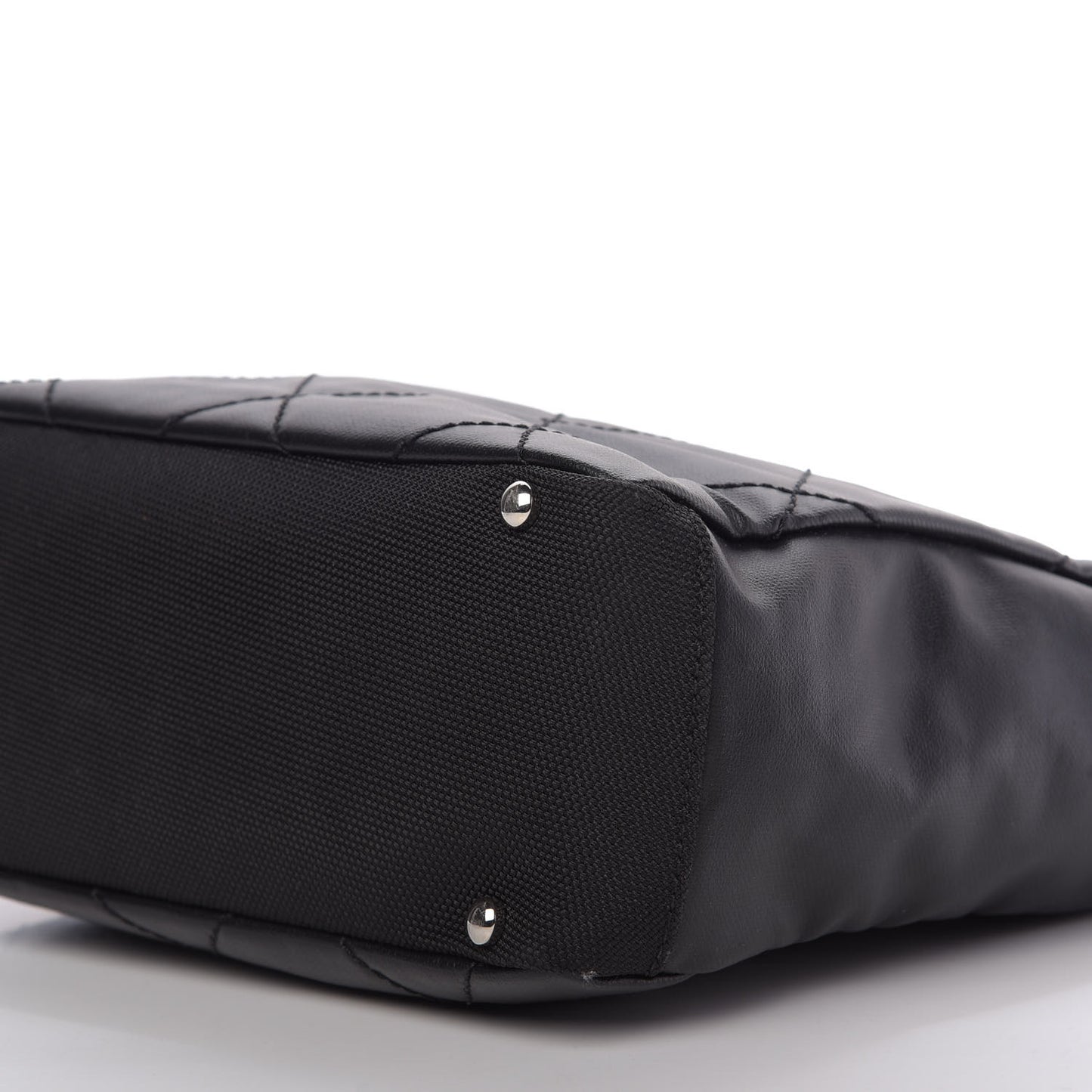 Coated Canvas Quilted Small Paris Biarritz Tote Black