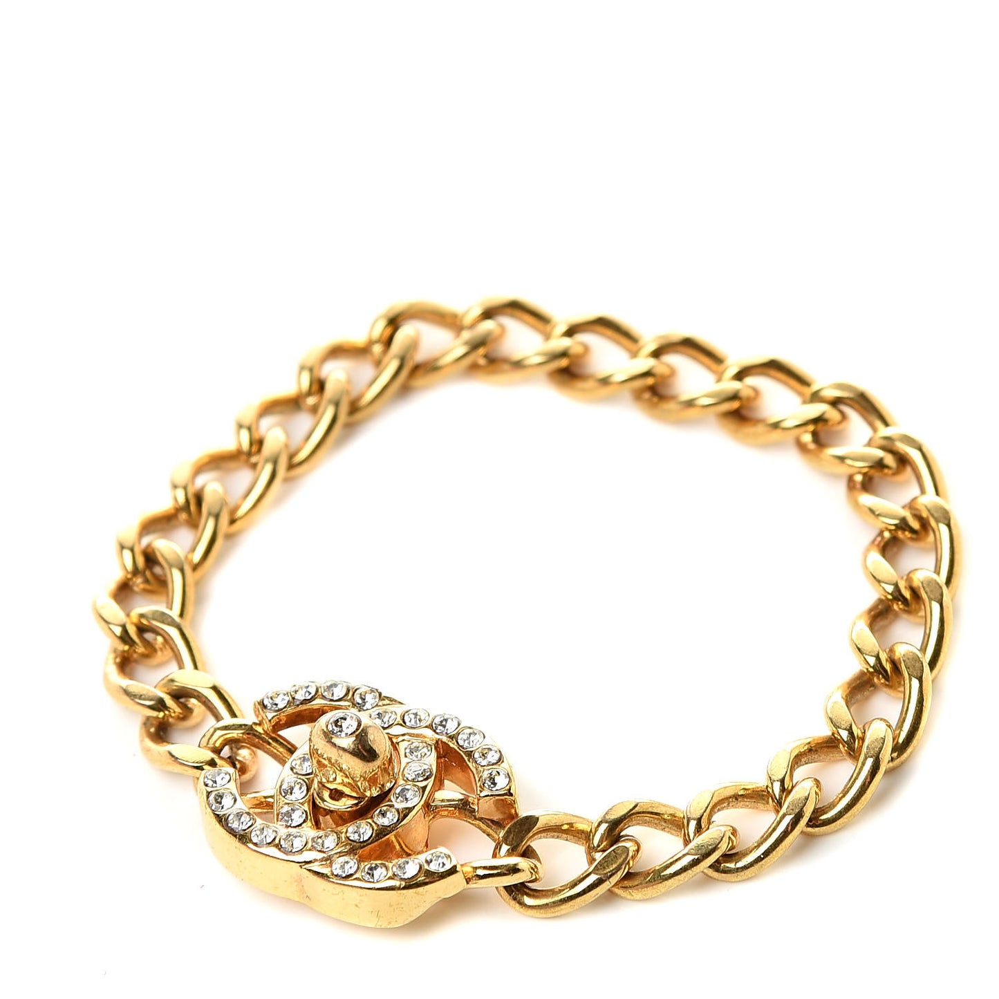 Crystal CC Turn Lock Bracelet Gold