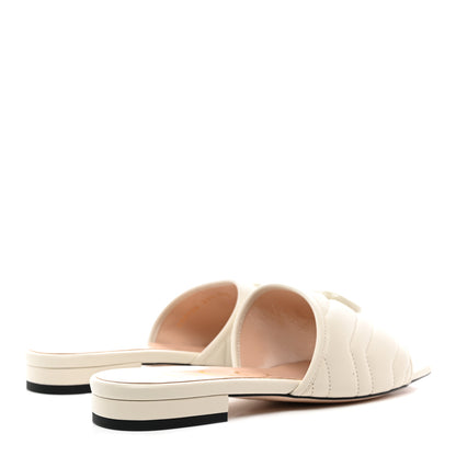 Gucci Nappa Matelasse Monoochrome GG Marmont Flat Slide Sandals 37.5 Mystic White 4 of 9