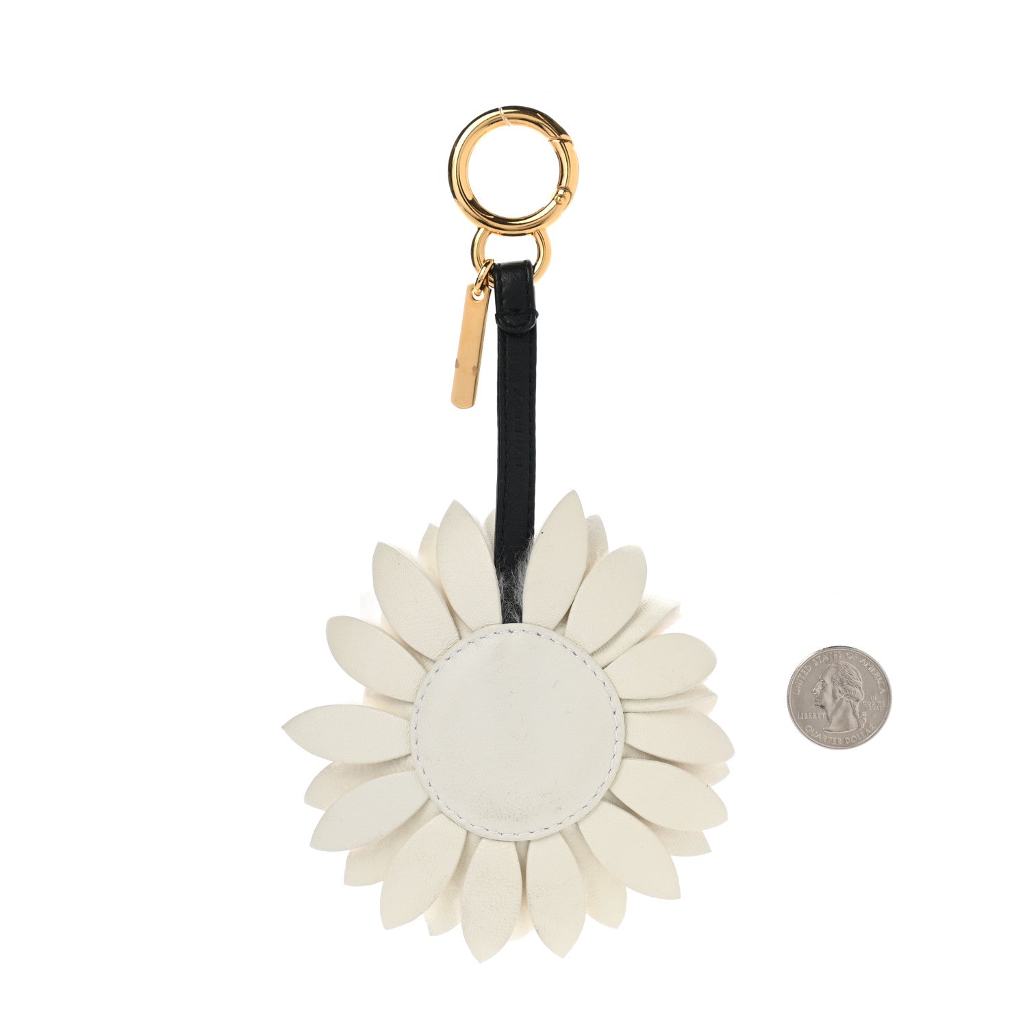 Fendi Calfskin Rabbit Fur Daisy Bag Charm White 2 of 4