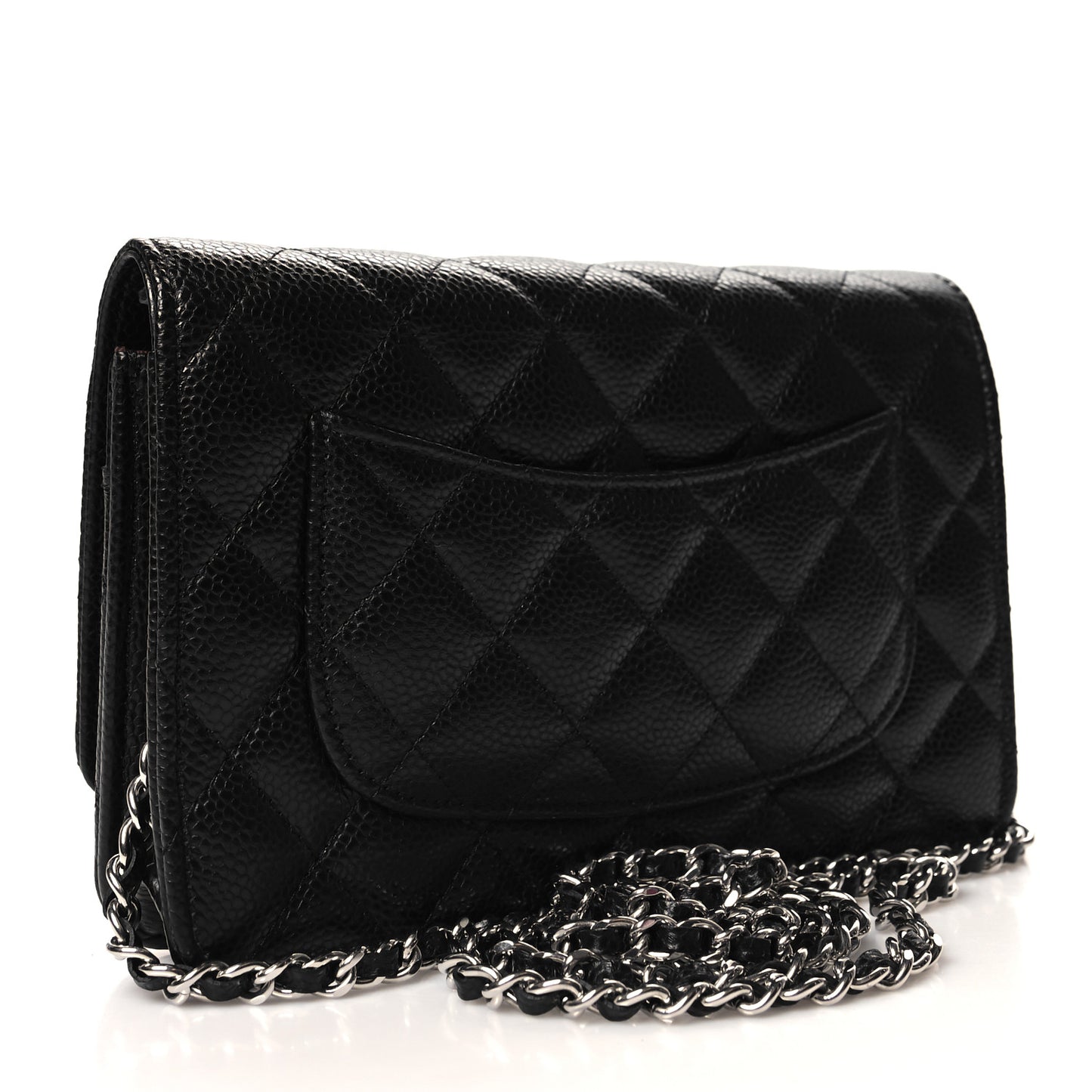 Caviar Quilted Wallet on Chain WOC Black