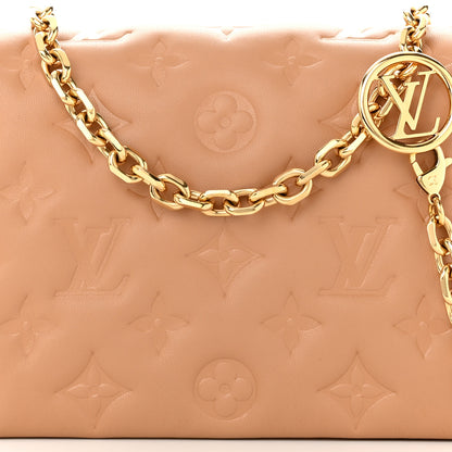Louis Vuitton Lambskin Embossed Monogram Pochette Coussin Camel 7 of 10