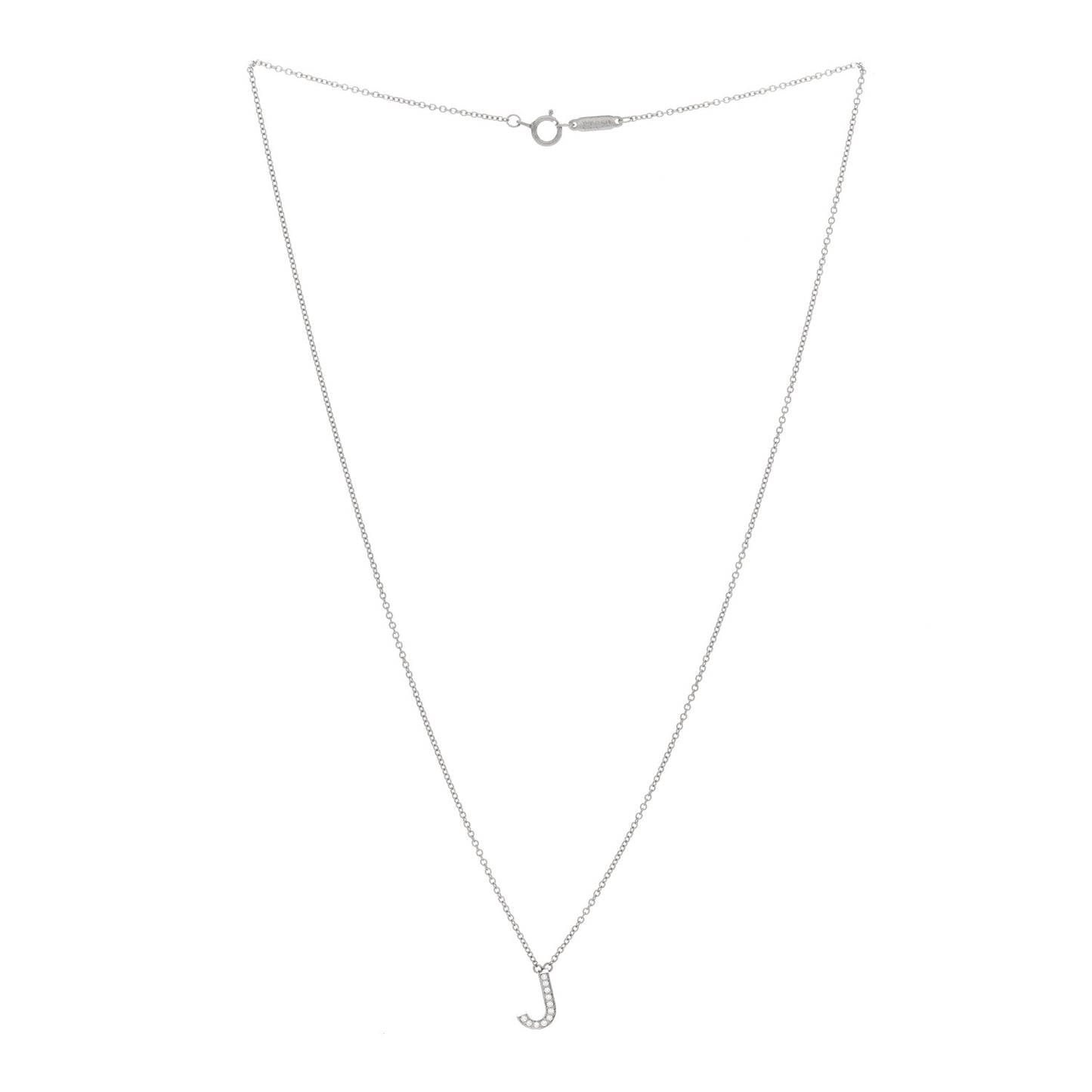 Platinum Diamond Letters J Pendant Necklace