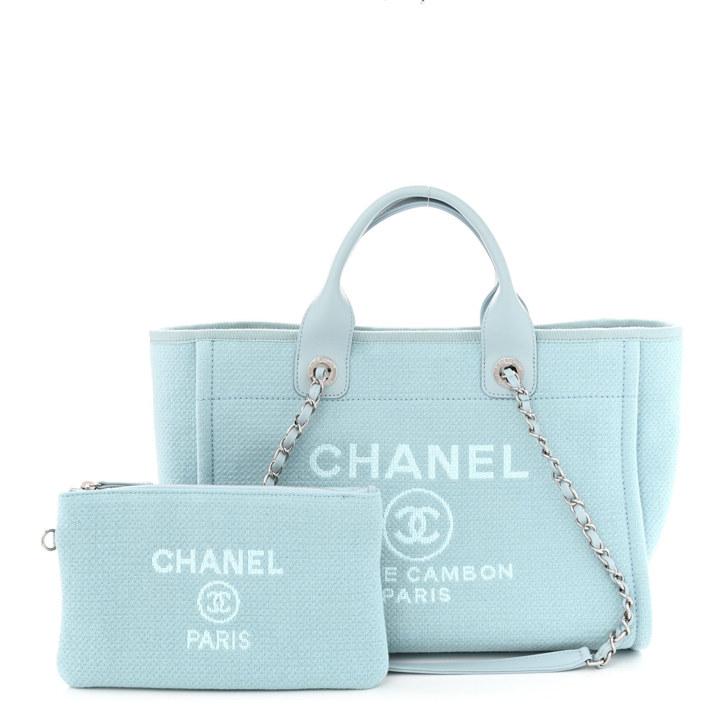 Chanel Mixed Fibers Small Deauville Tote Light Blue 1 of 11