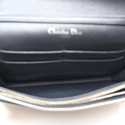 Christian Dior Metallic Grained Calfskin Diorama Wallet on Chain Pouch Silver 5 of 9