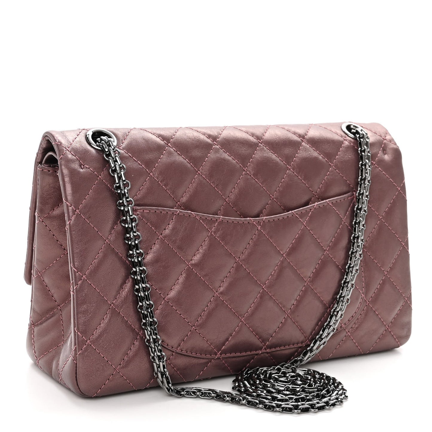 Metallic Aged Calfskin Quilted 2.55 Reissue 226 Flap Rose Fonce