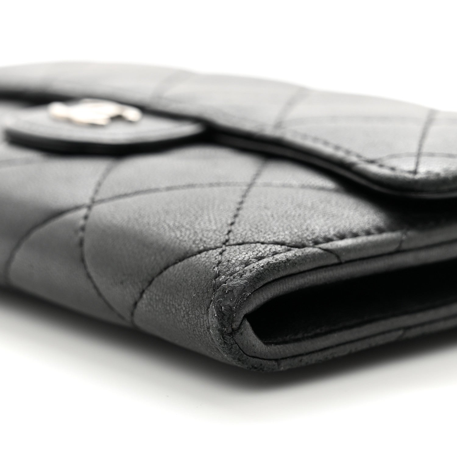 Chanel Lambskin Quilted Flap Card Holder Wallet Black 10 of 11