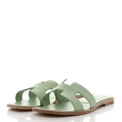 Hermes Epsom Oran Sandals 39.5 Vert Jade 3 of 9