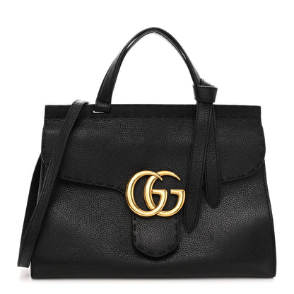 Gucci Calfskin Small GG Marmont Top Handle Bag Black 1 of 12