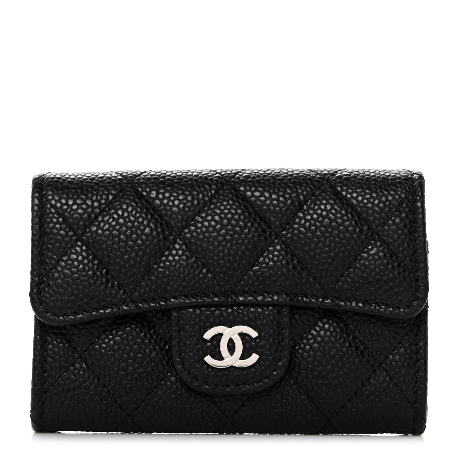 Chanel Caviar Quilted Flap Card Holder Wallet Black 1 of 9