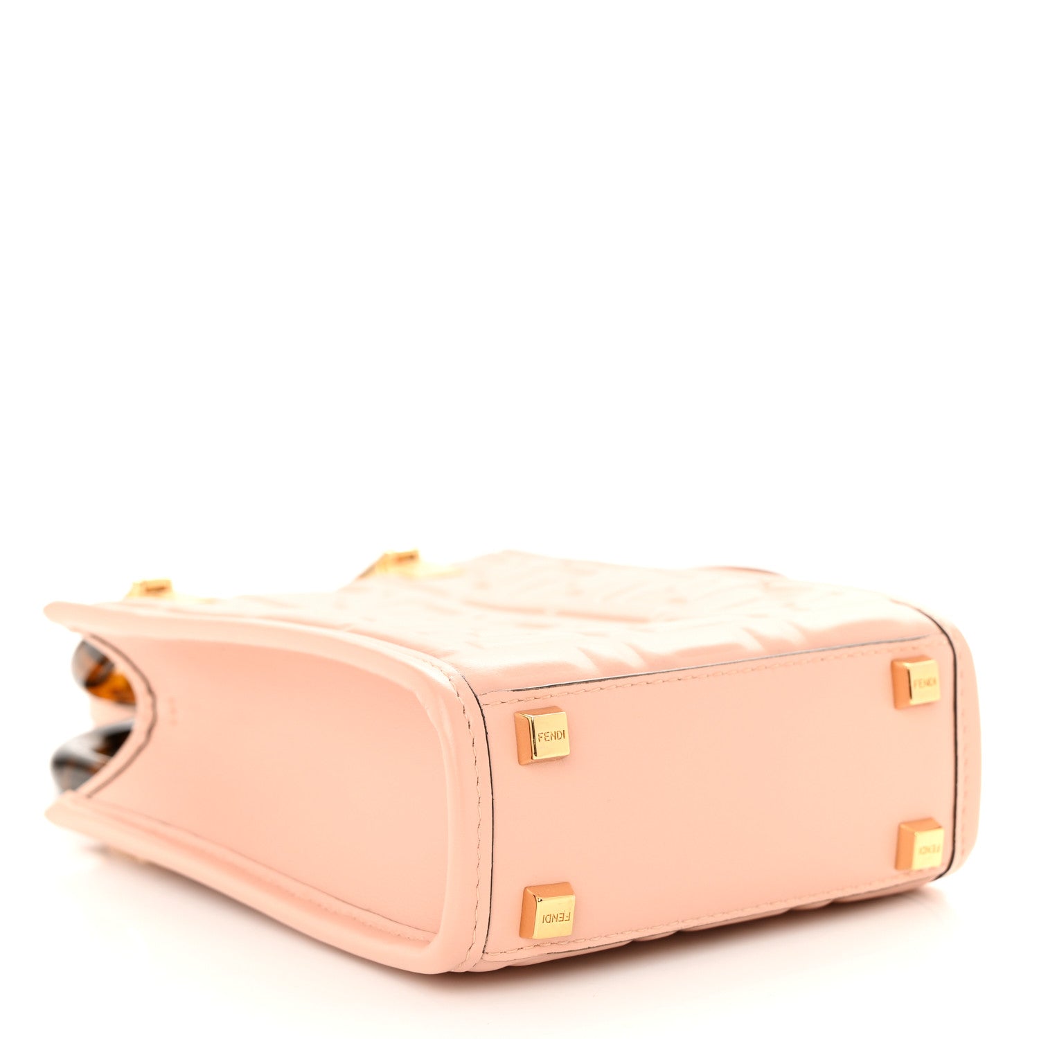 Fendi Vitello Plexiglass FF Embossed Mini Fendi Sunshine Shopper Tote Baby Pink 4 of 11