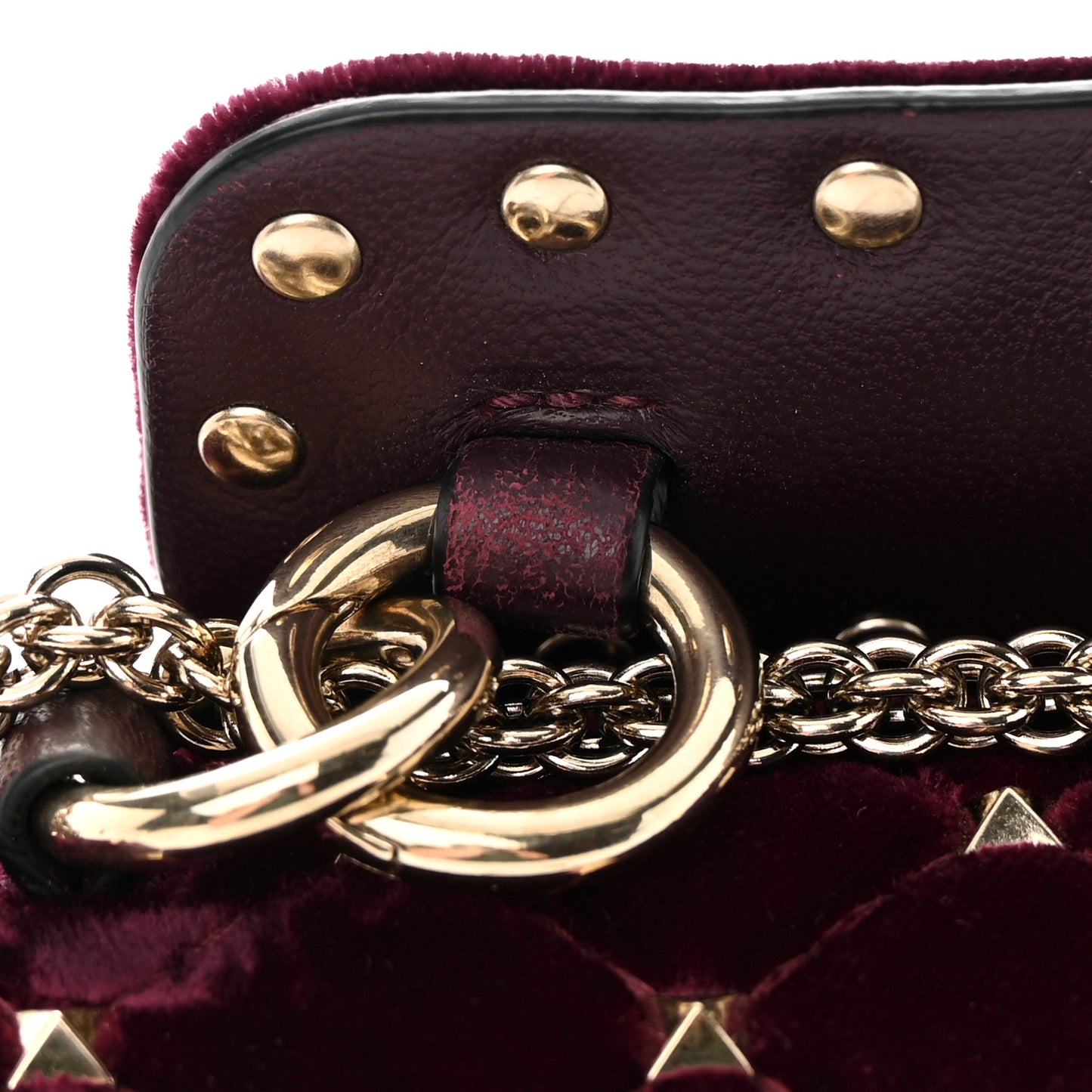 Velvet Medium Rockstud Spike Shoulder Bag Rubino