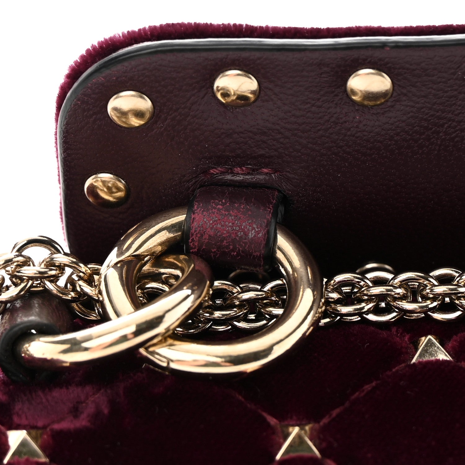 Valentino Garavani Velvet Medium Rockstud Spike Shoulder Bag Rubino 17 of 18