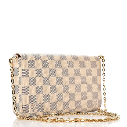 Louis Vuitton Damier Azur Pochette Felicie Chain Wallet Rose Ballerine 3 of 9