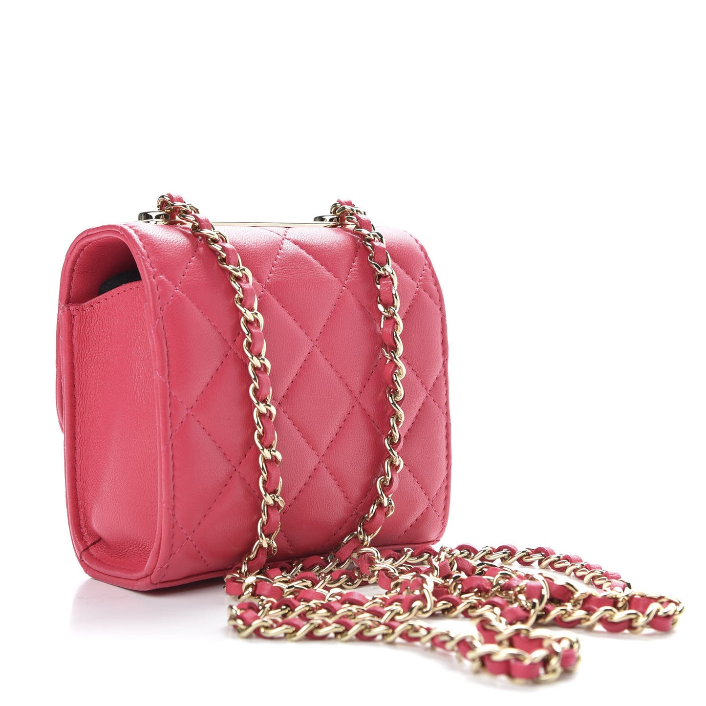Lambskin Quilted Mini Trendy CC Clutch With Chain Pink